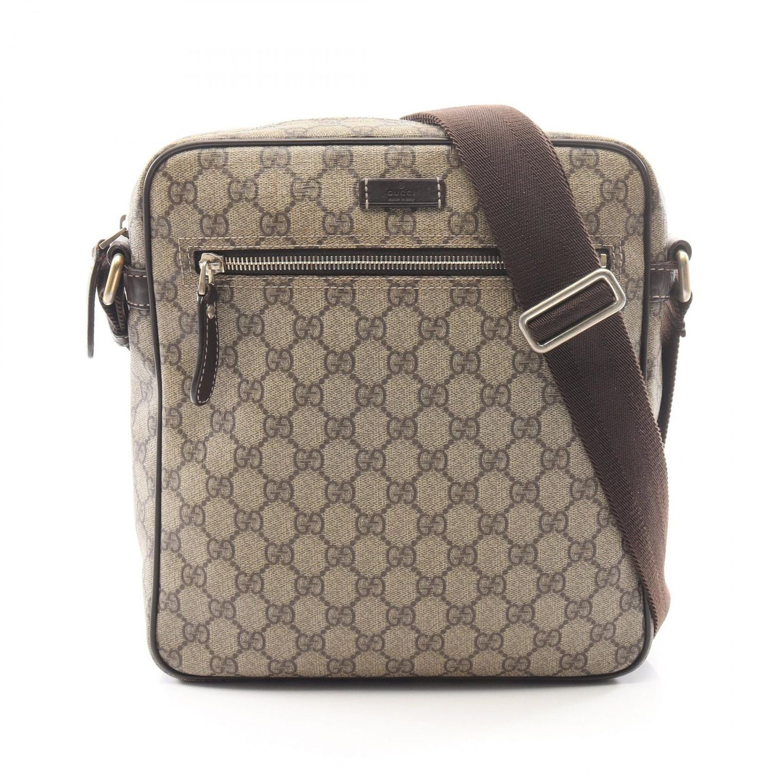 Gucci Shoulder Bag GG Supreme Beige Brown Canvas Leather