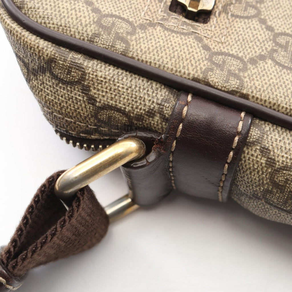 Gucci Shoulder Bag GG Supreme Beige Brown Canvas Leather
