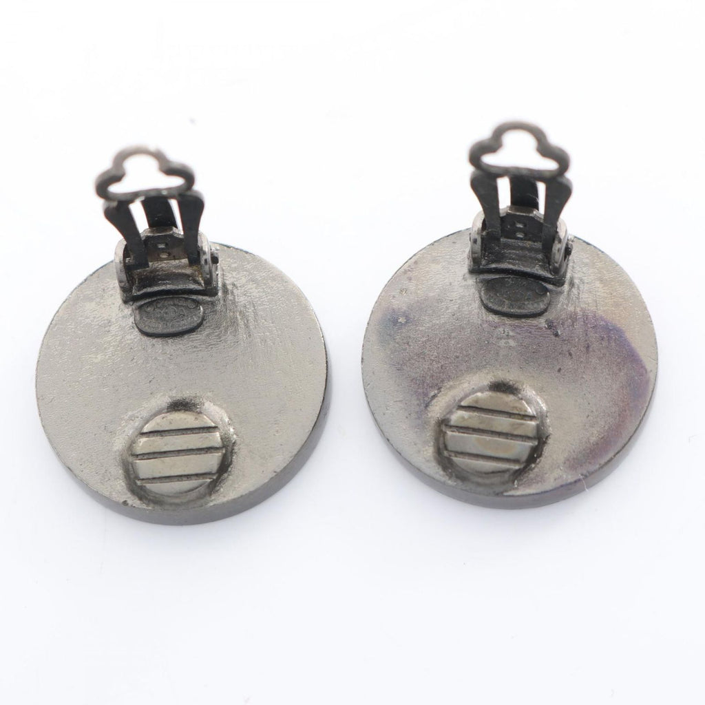Chanel Earrings Logo Stainless Steel Leather
