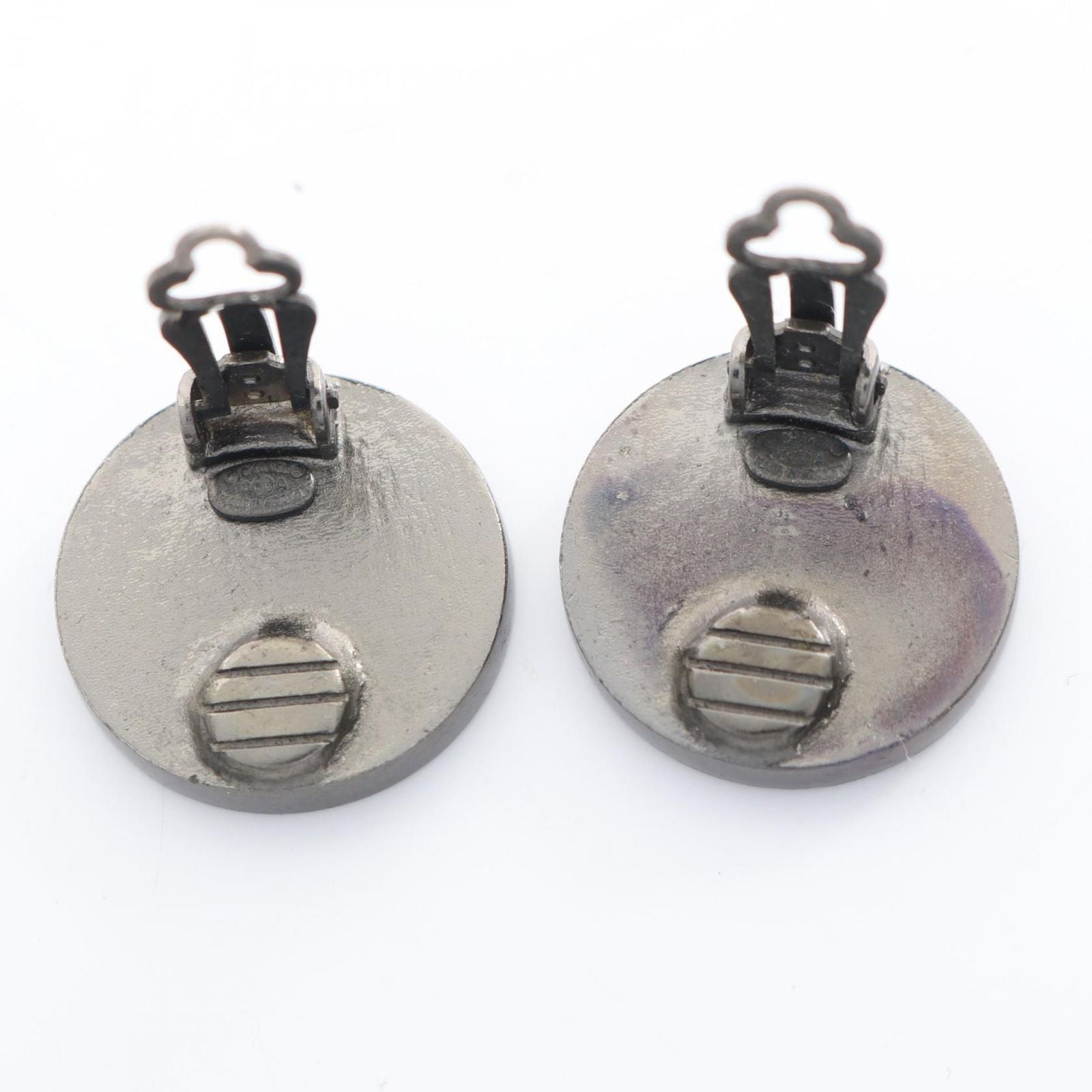 Chanel Earrings Logo Stainless Steel Leather