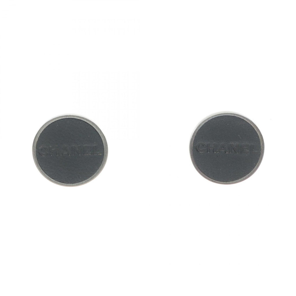 Chanel Earrings Logo Stainless Steel Leather