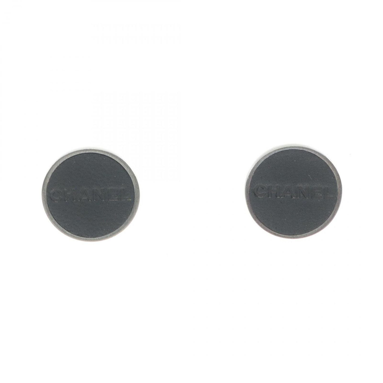 Chanel Earrings Logo Stainless Steel Leather