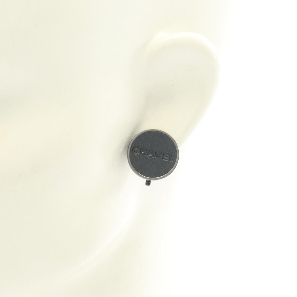 Chanel Earrings Logo Stainless Steel Leather