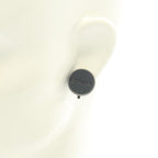 Chanel Earrings Logo Stainless Steel Leather