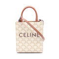 Celine Handbag Mini Vertical Cover Triomphe 2-Way Ivory Brown Canvas Leather