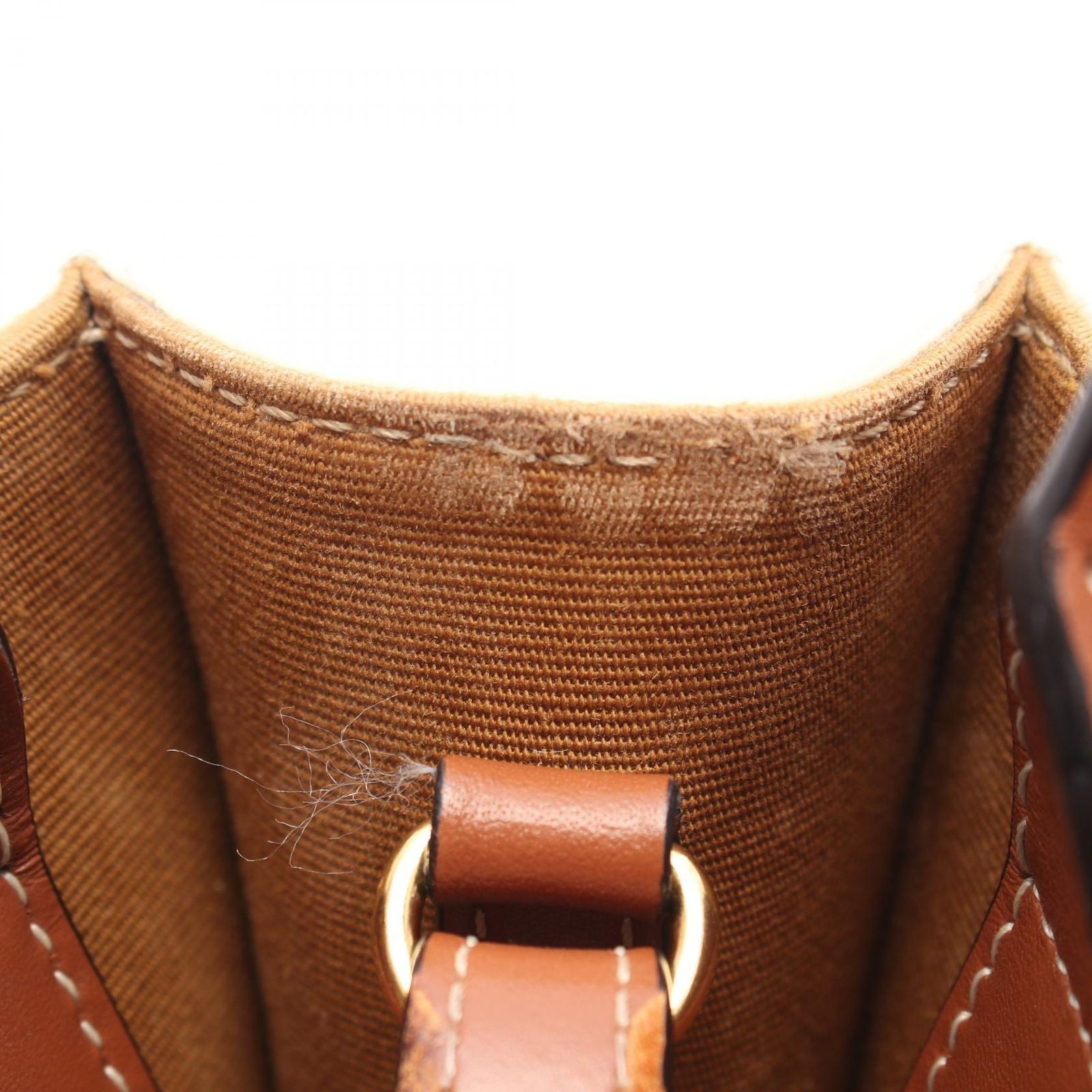 Celine Handbag Mini Vertical Cover Triomphe 2-Way Ivory Brown Canvas Leather