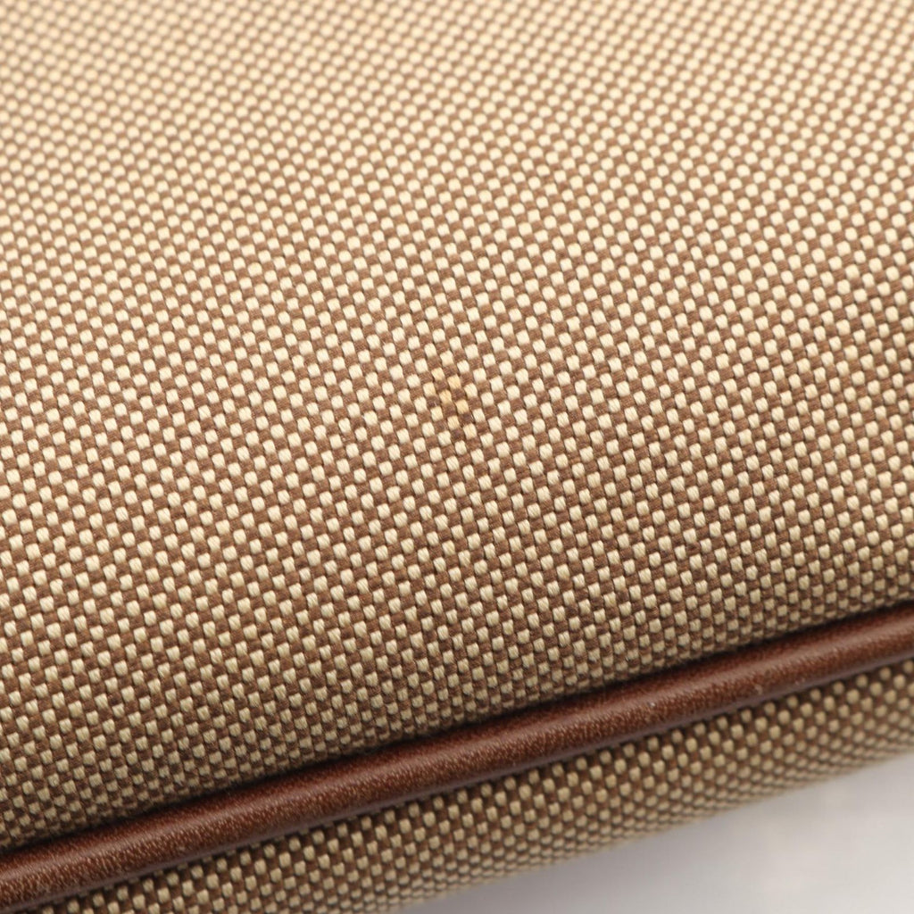 Prada Shoulder Bag Logo Jacquard Beige Brown Canvas Leather