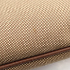 Prada Shoulder Bag Logo Jacquard Beige Brown Canvas Leather