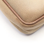 Prada Shoulder Bag Logo Jacquard Beige Brown Canvas Leather