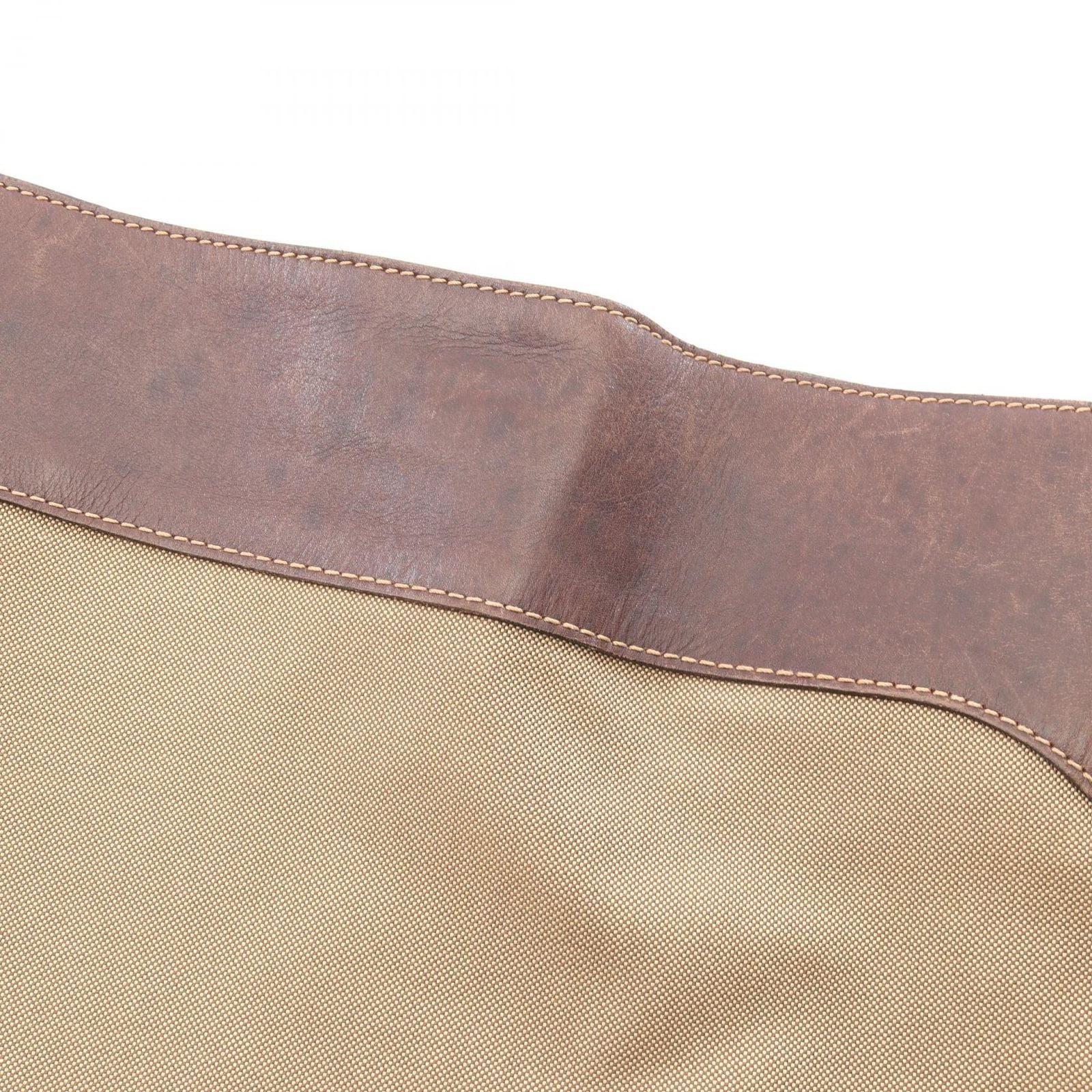 Prada Shoulder Bag Logo Jacquard Beige Brown Canvas Leather
