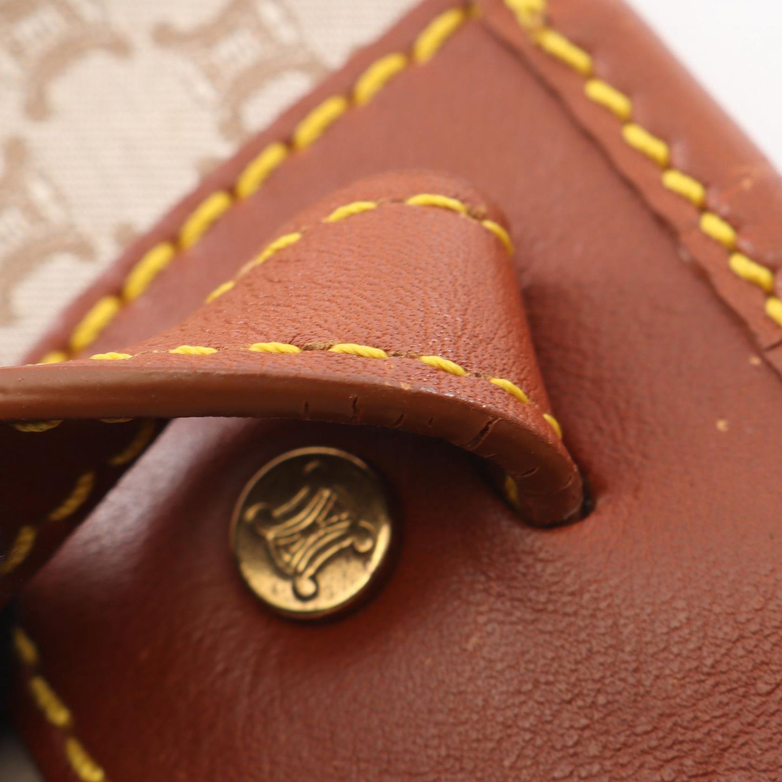 Celine Tote Bag Macadam Beige Brown Canvas Leather