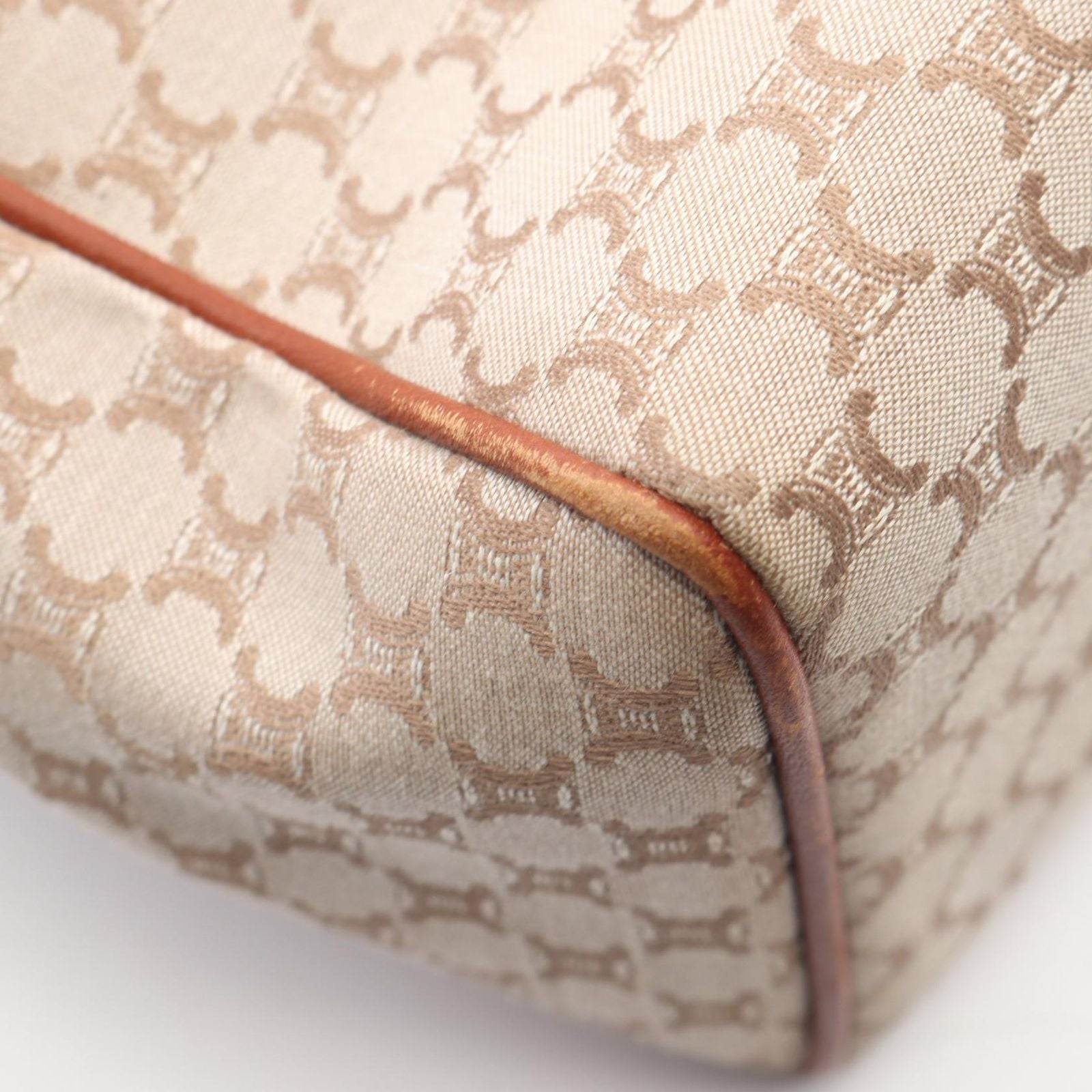 Celine Tote Bag Macadam Beige Brown Canvas Leather