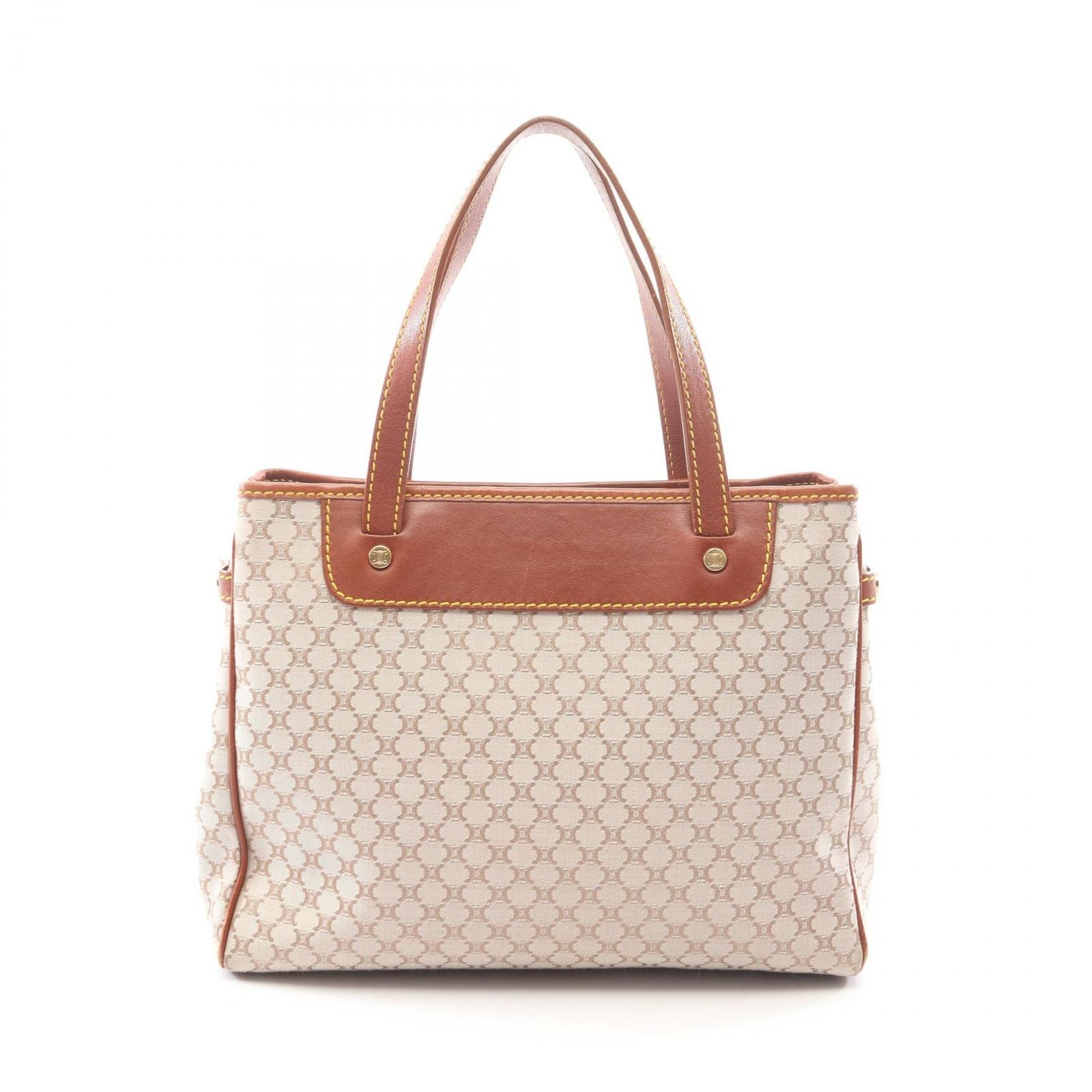 Celine Tote Bag Macadam Beige Brown Canvas Leather