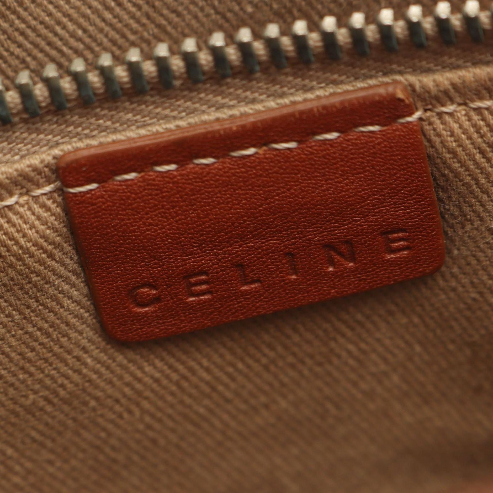 Celine Tote Bag Macadam Beige Brown Canvas Leather