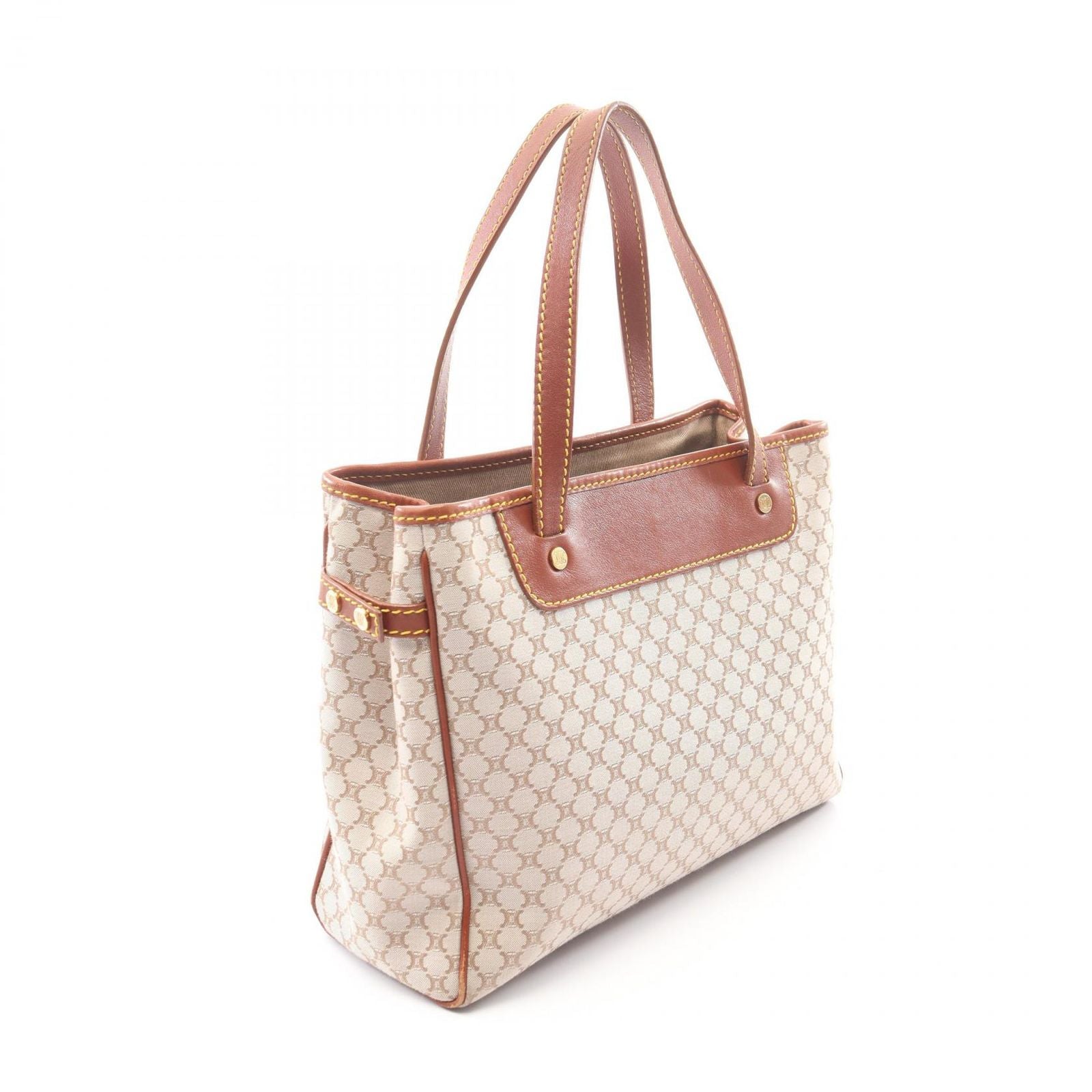 Celine Tote Bag Macadam Beige Brown Canvas Leather