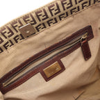 Fendi Tote Bag Zucchino Beige Brown Canvas Leather
