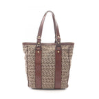 Fendi Tote Bag Zucchino Beige Brown Canvas Leather