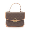 Celine Handbag Macadam Beige Brown Canvas Leather