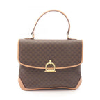 Celine Handbag Macadam Beige Brown Canvas Leather