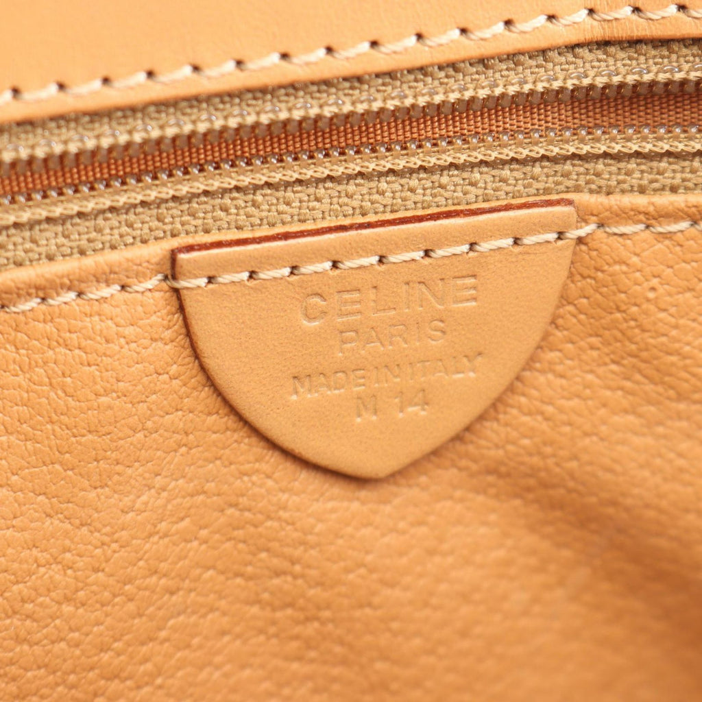 Celine Handbag Macadam Beige Brown Canvas Leather