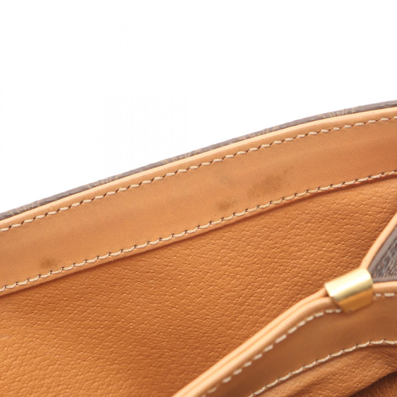 Celine Handbag Macadam Beige Brown Canvas Leather