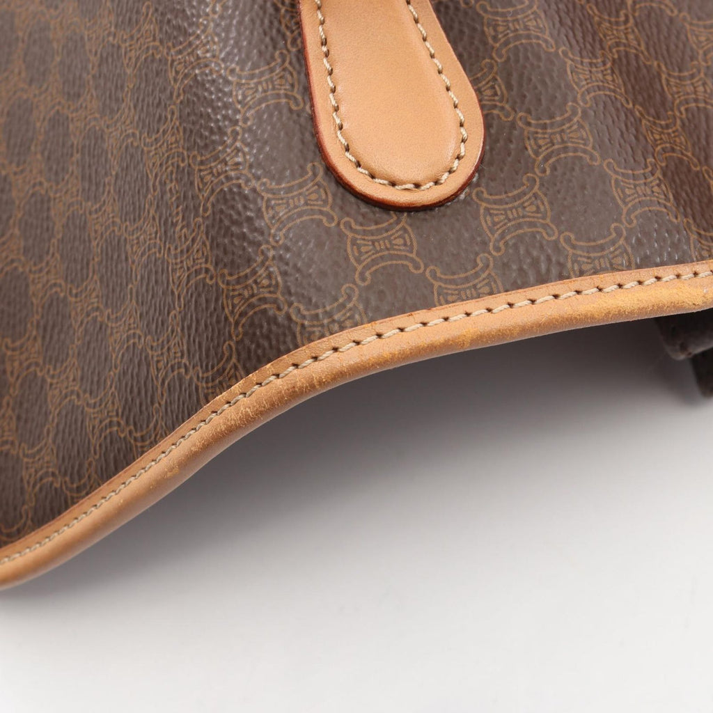 Celine Handbag Macadam Beige Brown Canvas Leather