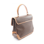 Celine Handbag Macadam Beige Brown Canvas Leather