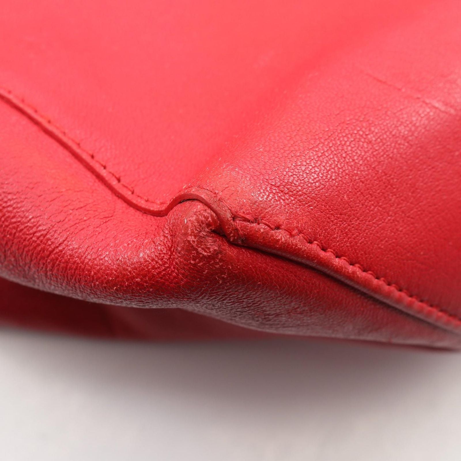Celine Tote Bag Horizontal Cabas Red Leather