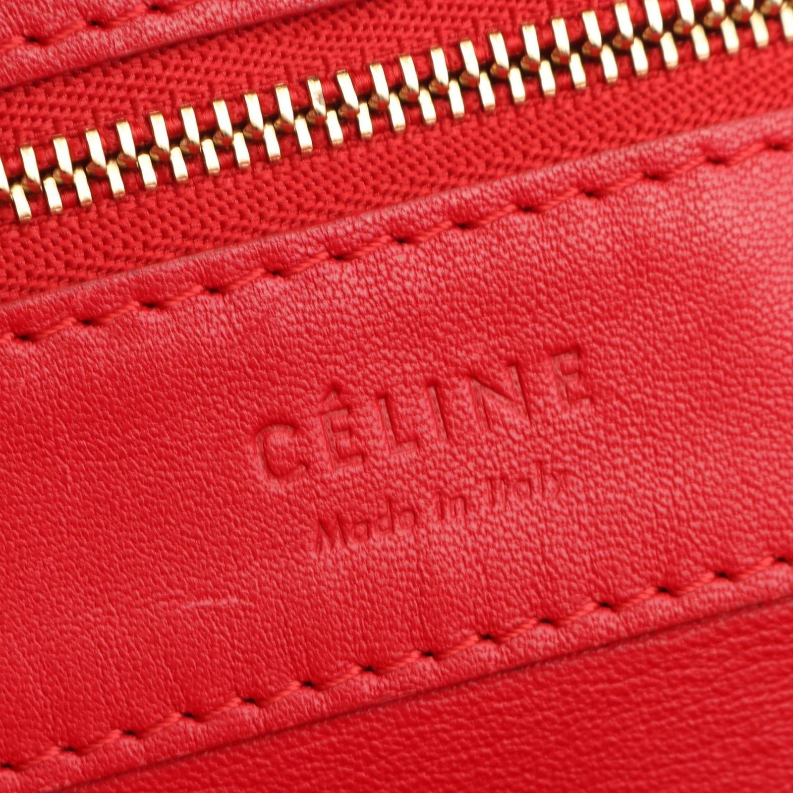 Celine Tote Bag Horizontal Cabas Red Leather