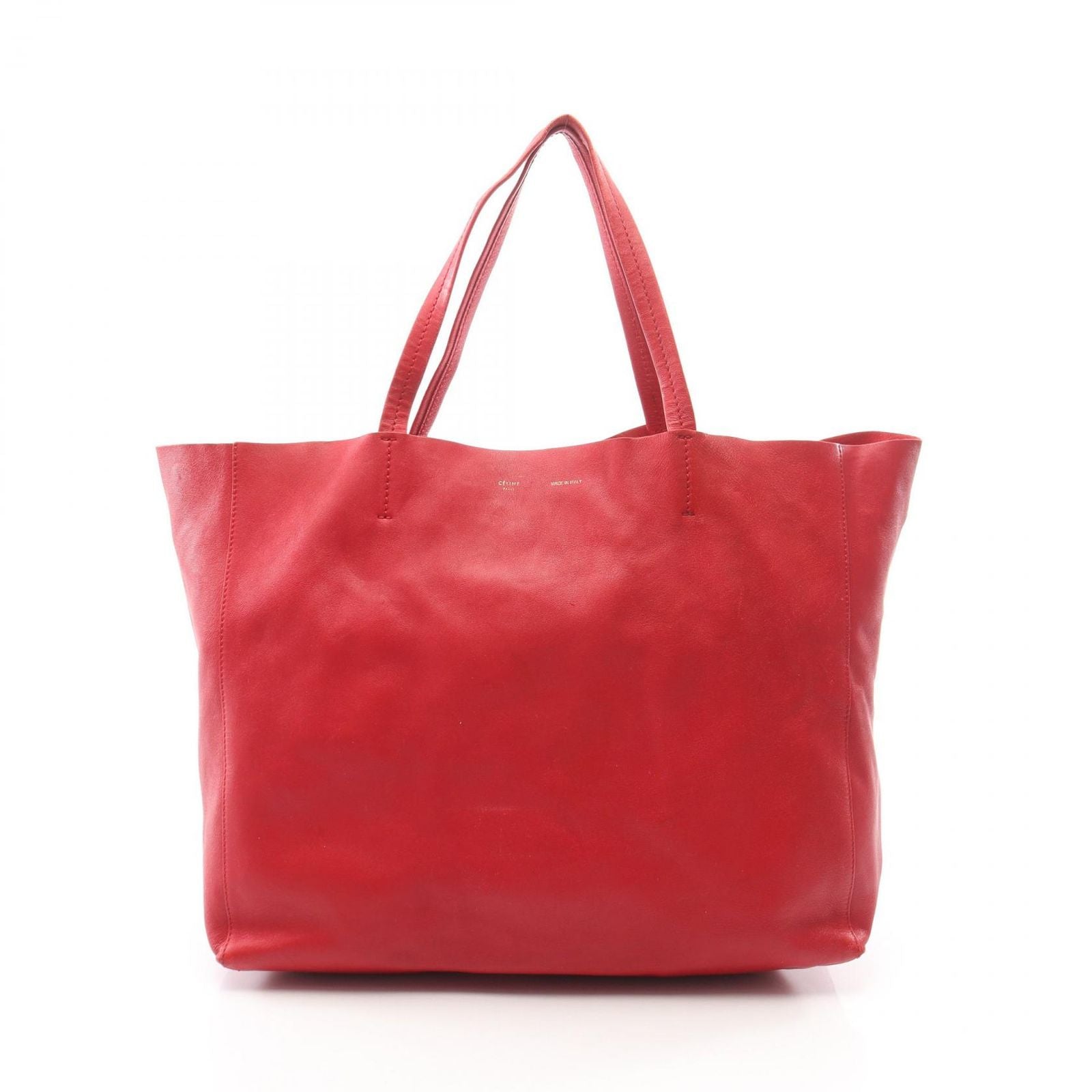 Celine Tote Bag Horizontal Cabas Red Leather
