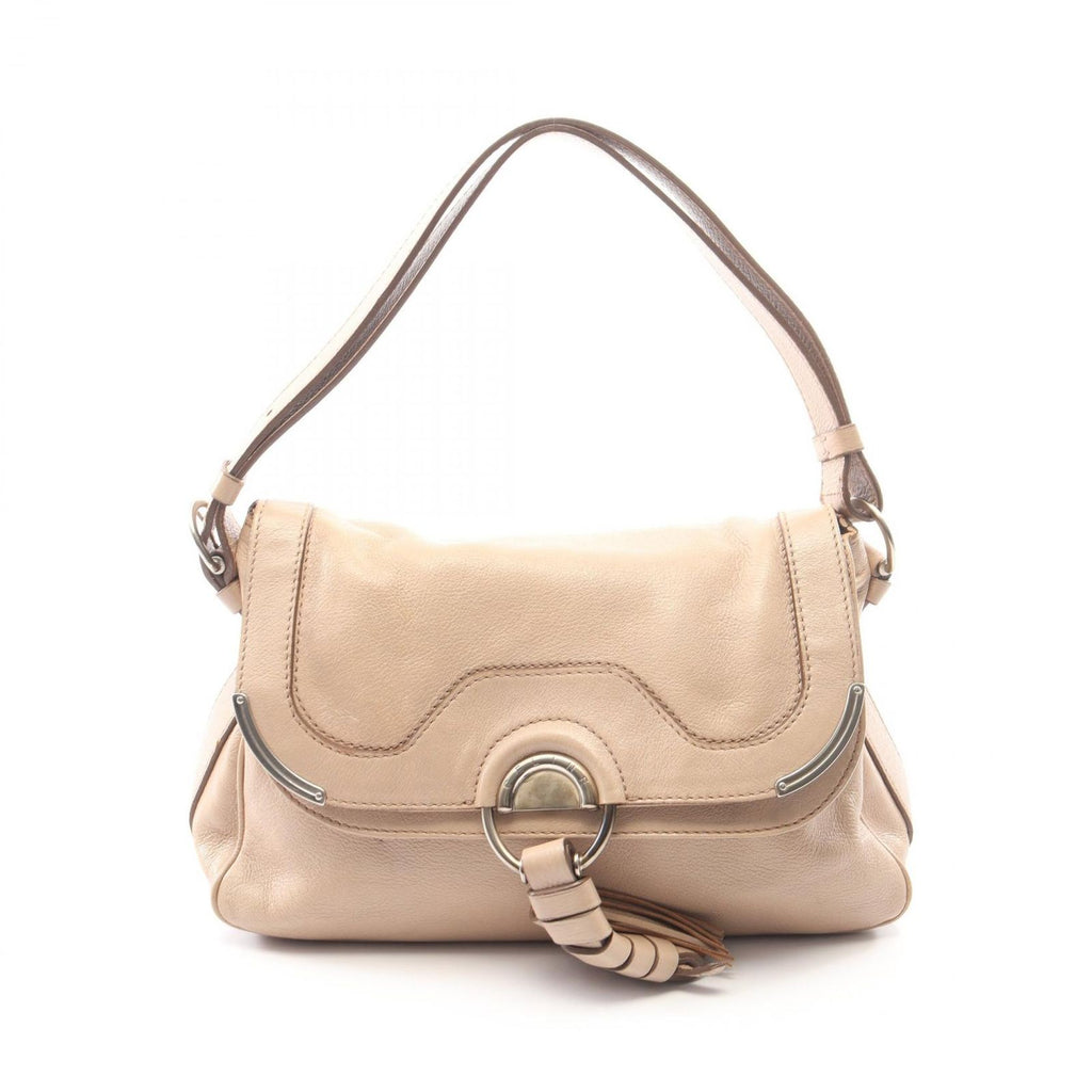 Celine Shoulder Bag Beige Leather