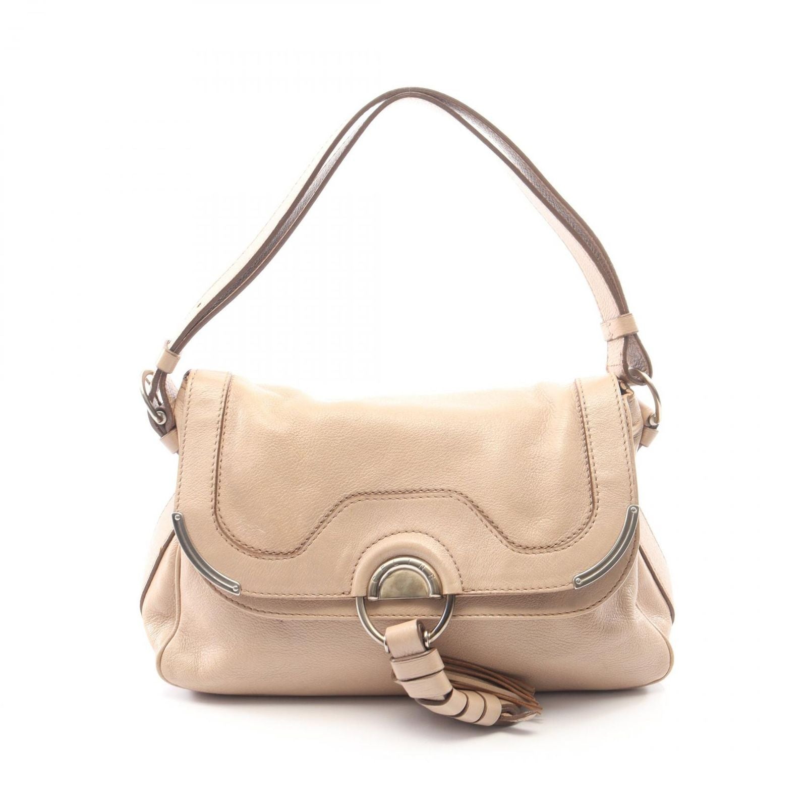 Celine Shoulder Bag Beige Leather