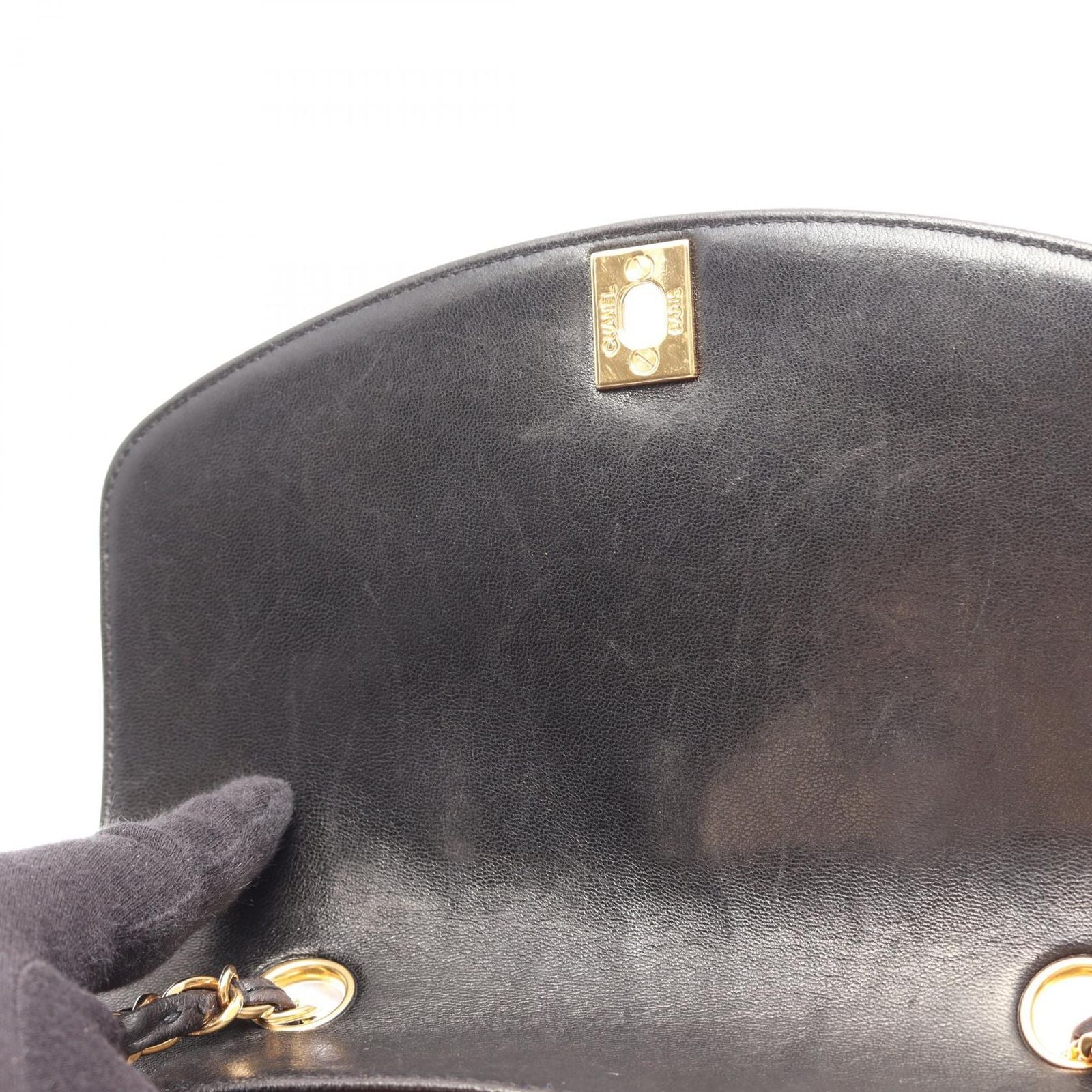 Chanel Shoulder Bag Quilted Diana Flap Black Lambskin Chain