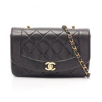 Chanel Shoulder Bag Quilted Diana Flap Black Lambskin Chain