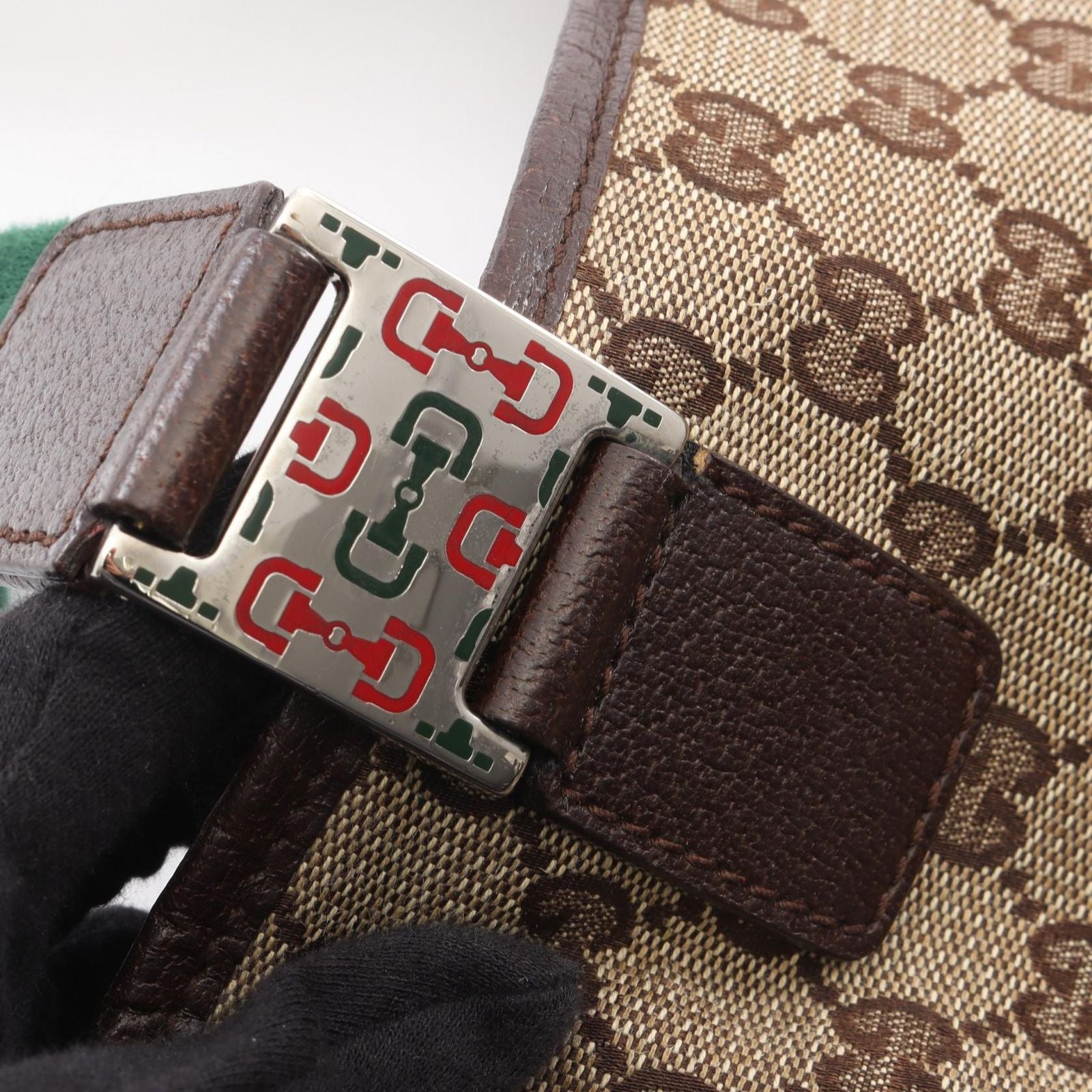 Gucci Handbag GG Canvas Horsebit Sherry Line Beige Brown Tote Bag