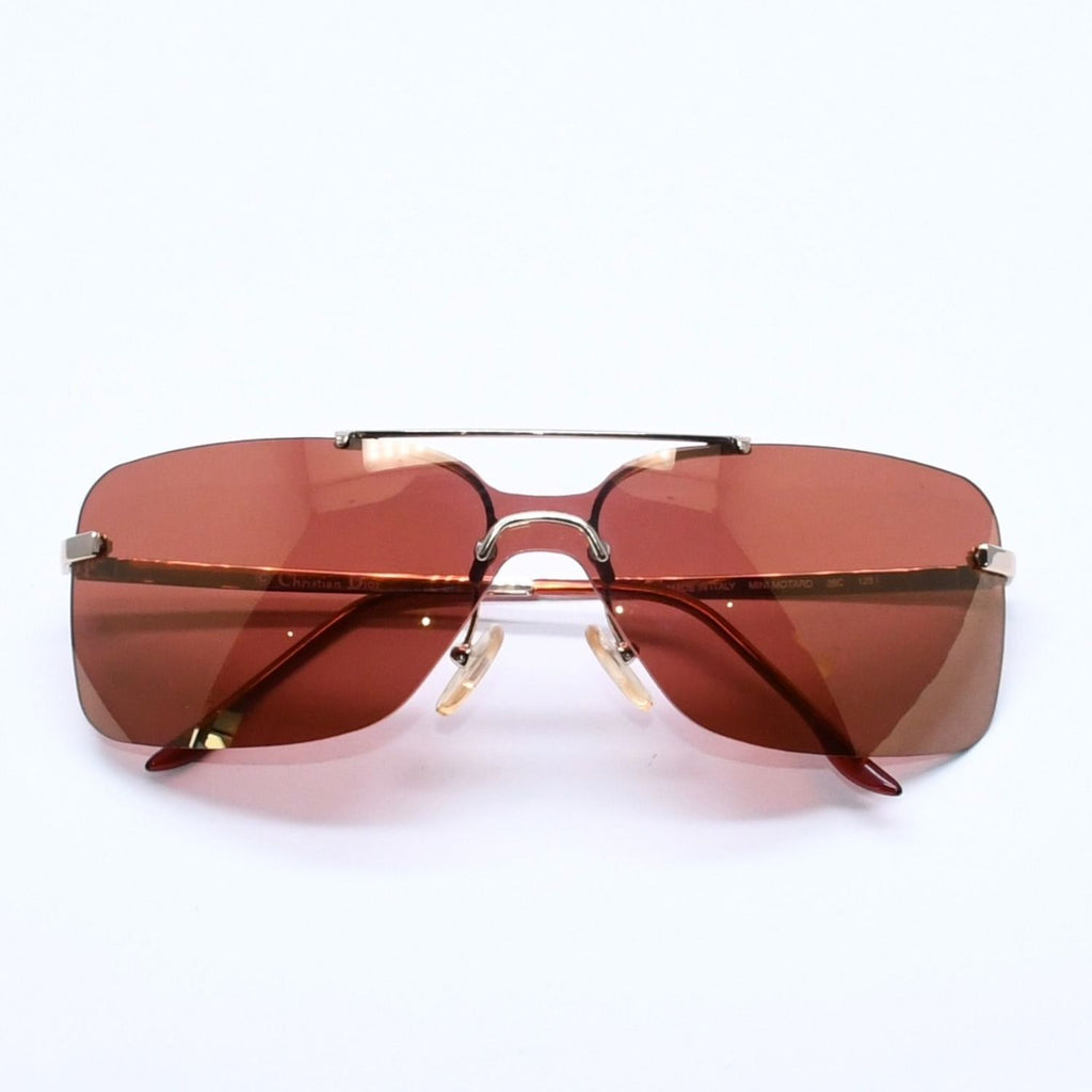 Dior Mini Motard Rimless Sunglasses Eyewear 36c Red Gold
