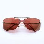 Dior Mini Motard Rimless Sunglasses Eyewear 36c Red Gold