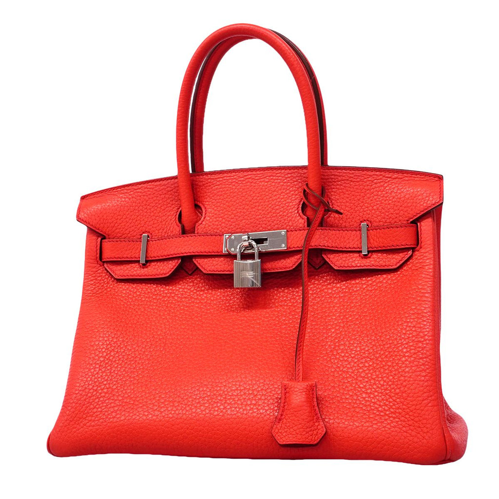 Hermes Handbag Birkin 30 Taurillon Clemence Bougainvillea Silver