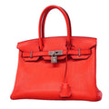 Hermes Handbag Birkin 30 Taurillon Clemence Bougainvillea Silver