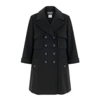 Chanel Boutique Cashmere Double Coat CC Logo Button 40 Black