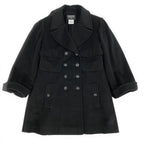 Chanel Boutique Cashmere Double Coat CC Logo Button 40 Black — view 2