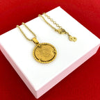 Dior Vintage CD Logo Medal Motif Necklace Ball Chain Pendant Gold