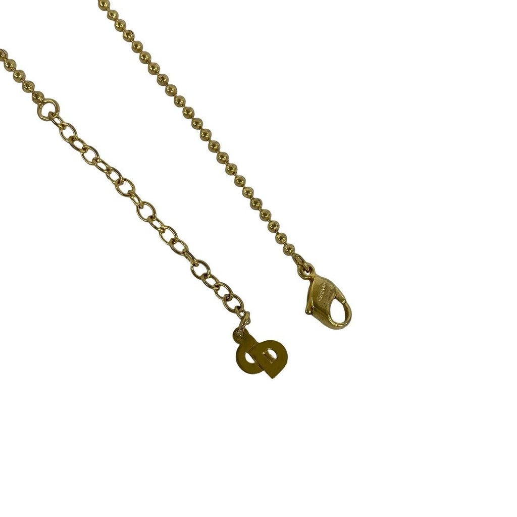 Dior Vintage CD Logo Medal Motif Necklace Ball Chain Pendant Gold