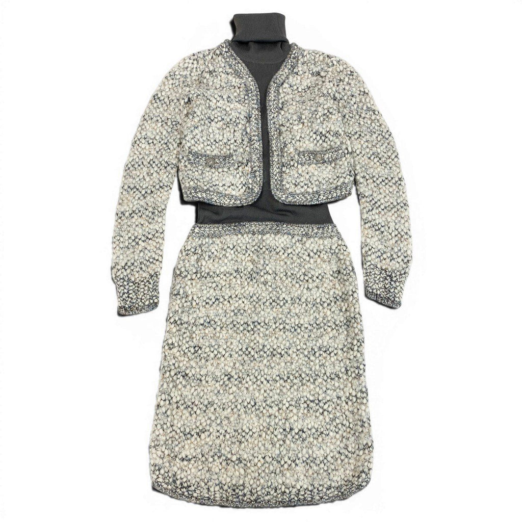 Chanel Silk Wool Docking Dress 34 Gray — view 2
