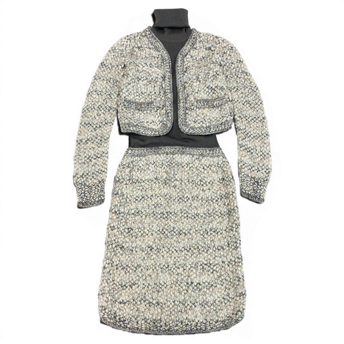 Chanel Silk Wool Docking Dress 34 Gray — view 2