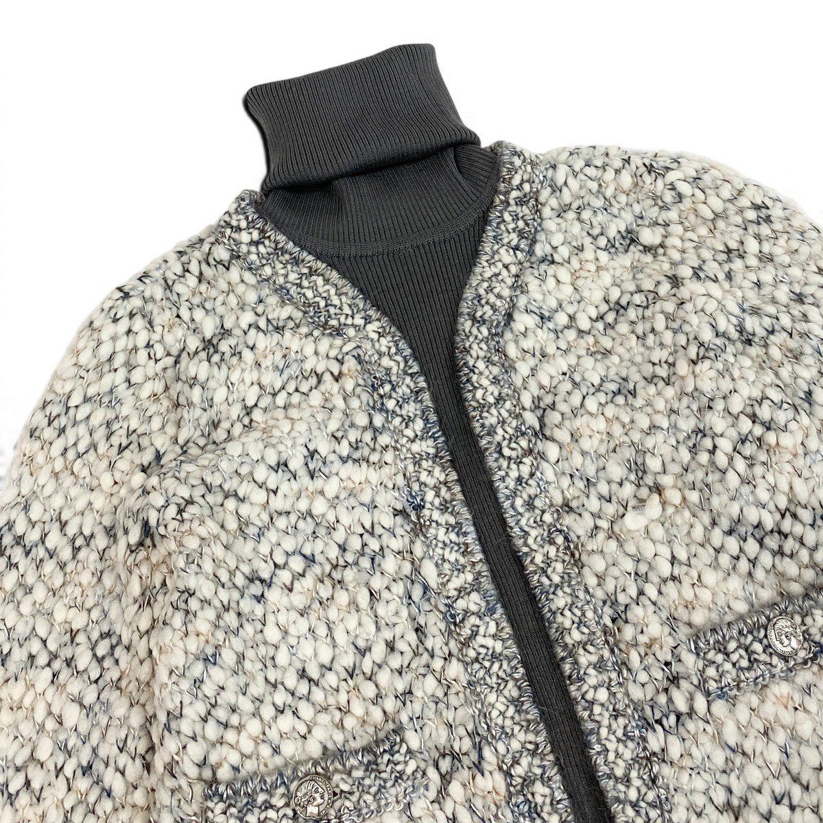 Chanel Silk Wool Docking Dress 34 Gray — view 4