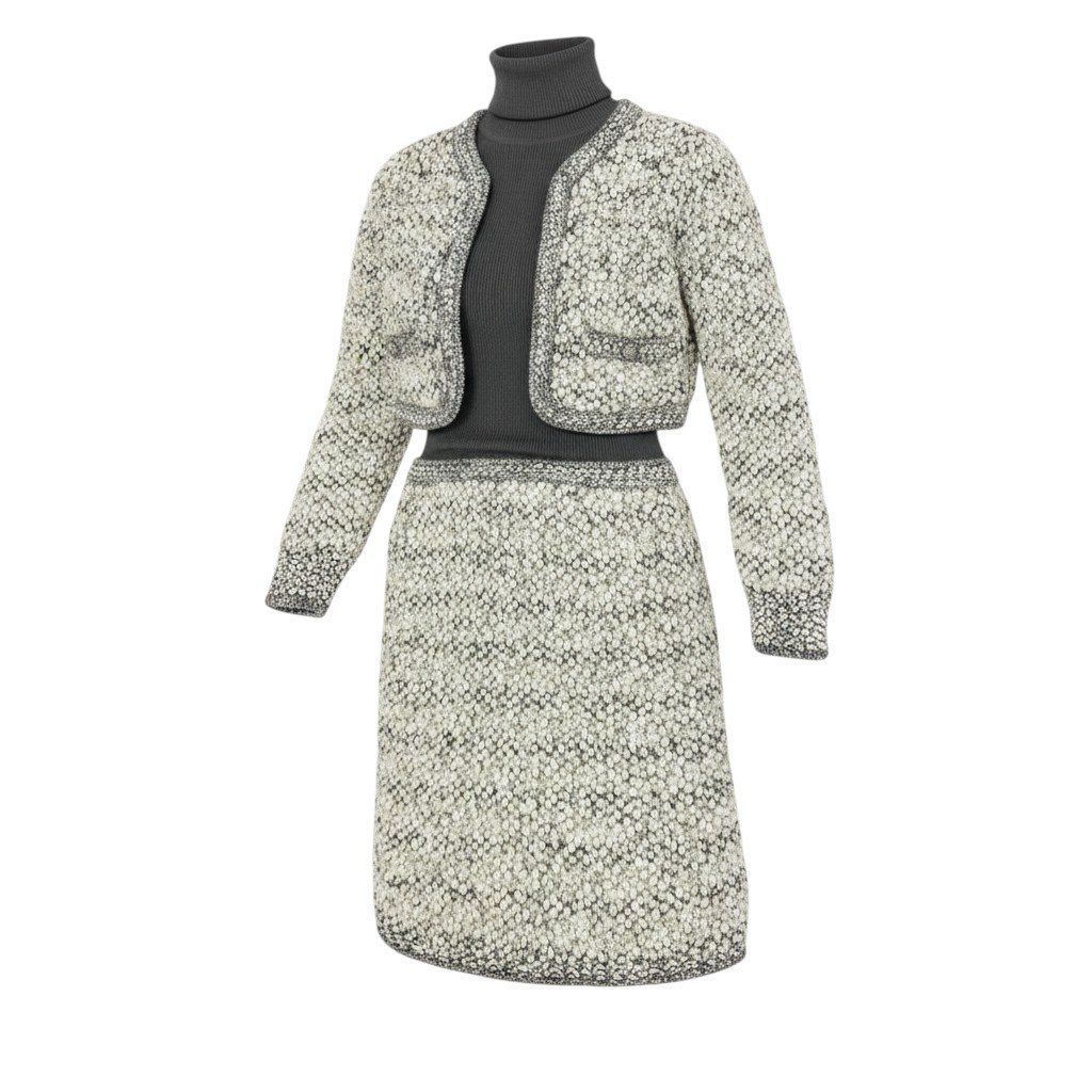 Chanel Silk Wool Docking Dress 34 Gray