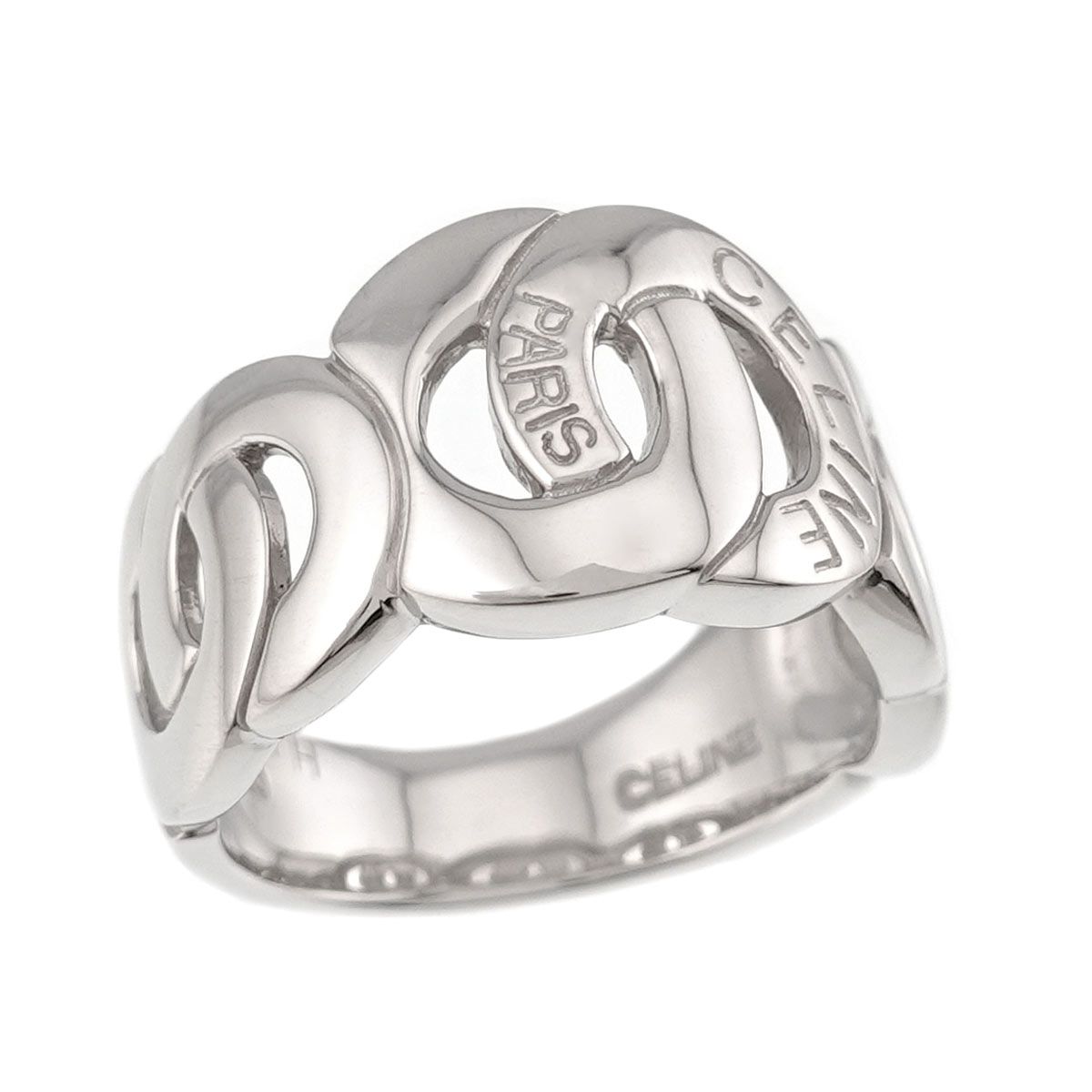 Celine Logo Ring Pt Platinum