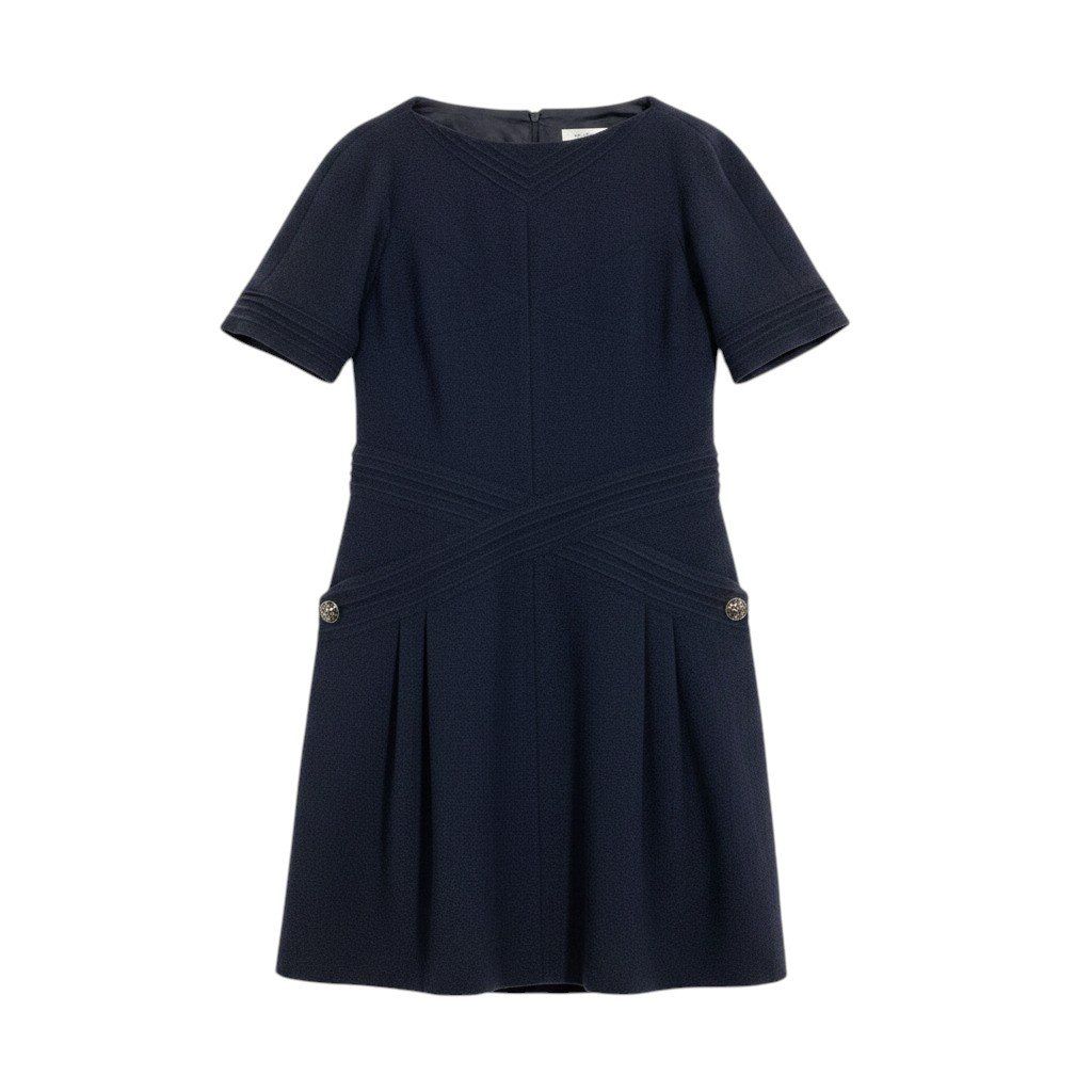 Chanel Short Sleeve Dress Gripoix Button 34 Black