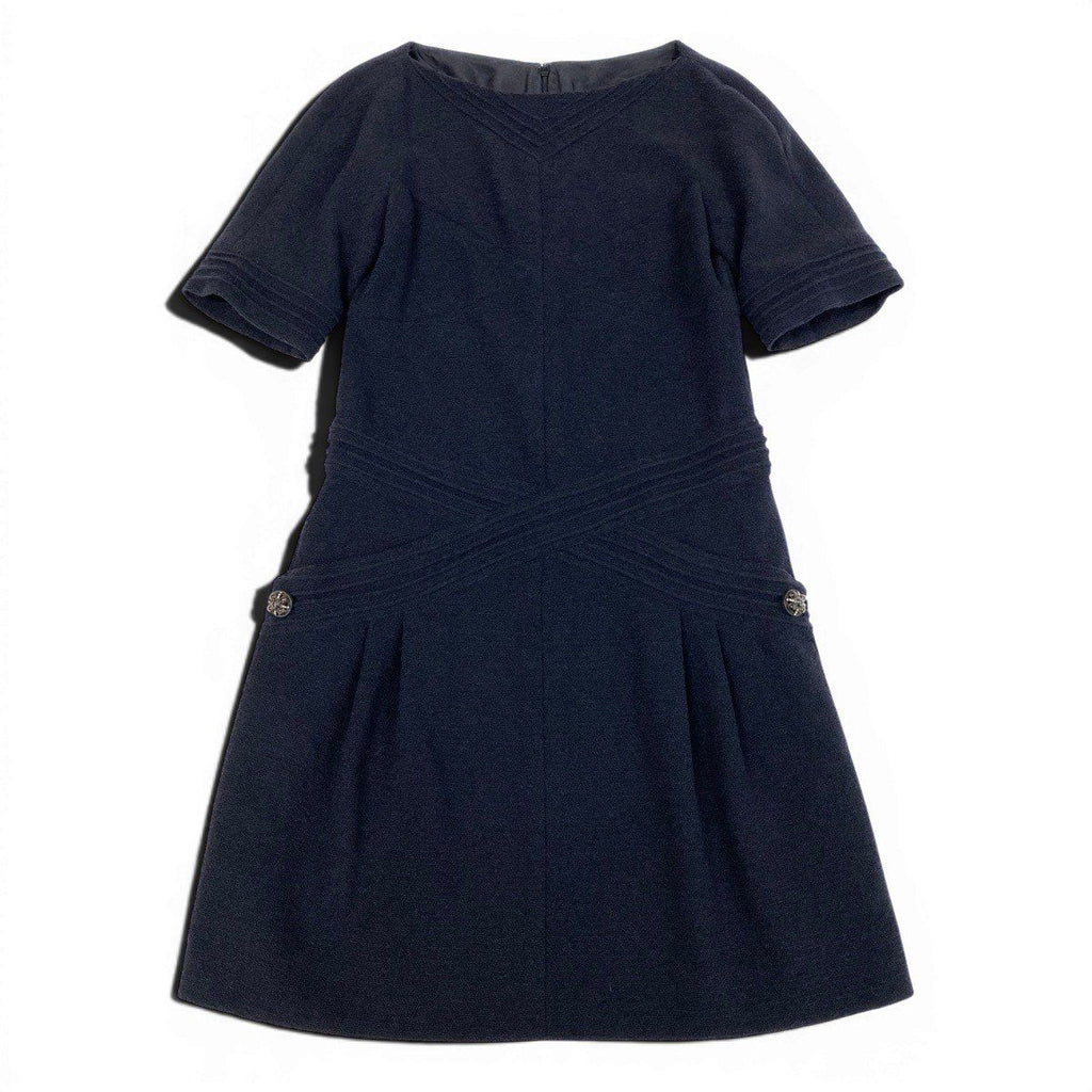 Chanel Short Sleeve Dress Gripoix Button 34 Black — view 2